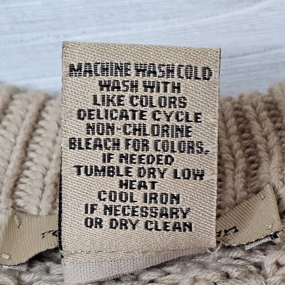 Vertical Design Camel Cream Eggshell Cable Knit Sweater w/ Front Pockets EUC! XL - Picture 3 of 12